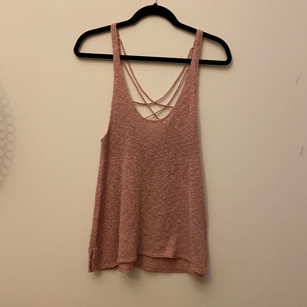 American Eagle (AE) Light Pink Knit Tank Top/Woven Pink Tank Top